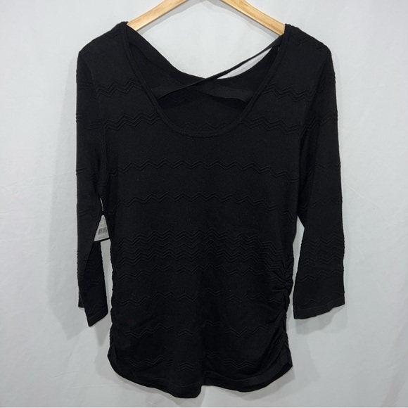 NWT A&I Zigzag Ribbed Black Sweater Women’s Size Medium - Picture 2 of 4